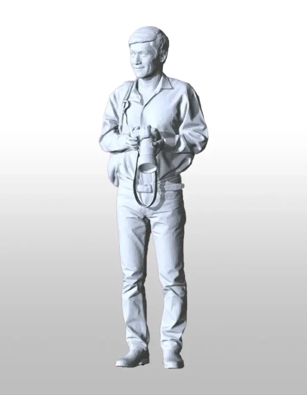 3D Printed Figurine | Photographer with Camera Sculpture