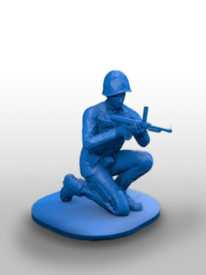 riffat-shaheen-3d-sitting-aiming-soldier 3D Printed Figurine | Soldier Kneeling and Aiming Sculpture