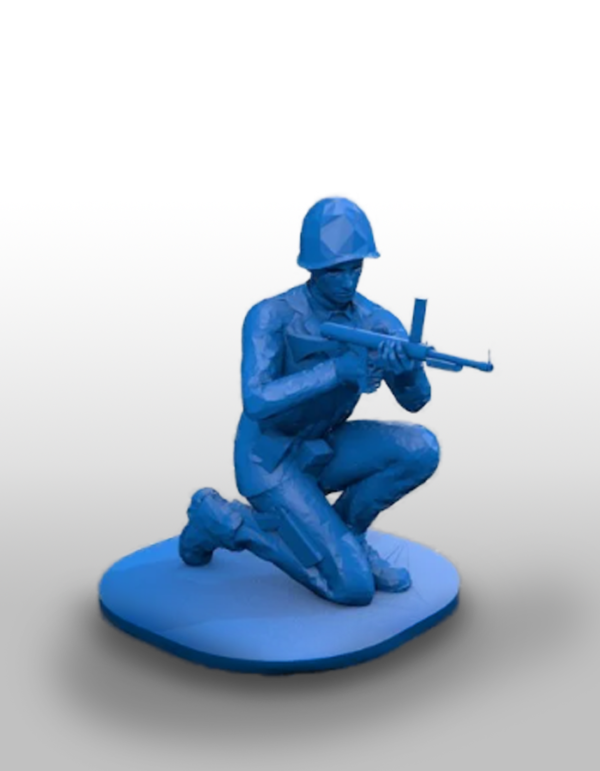 3D Printed Figurine | Soldier Kneeling and Aiming Sculpture