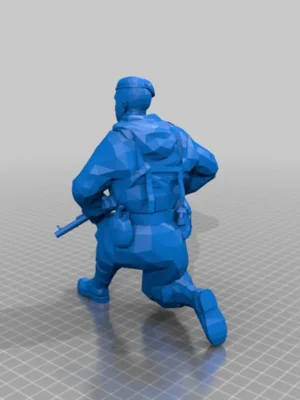 3D Printed Figurine | Soldier Kneeling with Rifle Sculpture