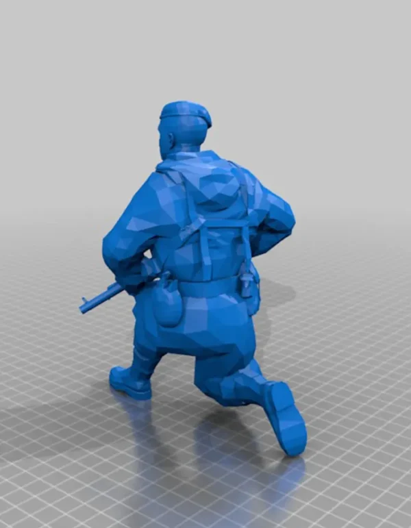 riffat-shaheen-3d-soldier-sitting-looking-away 3D Printed Figurine | Soldier Kneeling with Rifle Sculpture