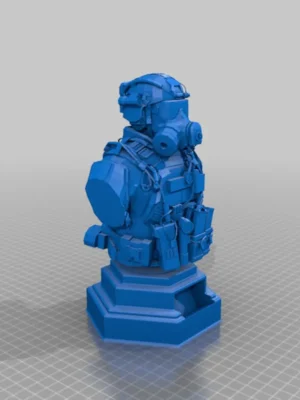 riffat-shaheen-3d-soldier-trunk-with-gas-mask 3D Printed Figurine | Soldier Bust with Gas Mask Sculpture