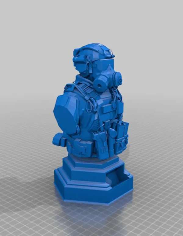 riffat-shaheen-3d-soldier-trunk-with-gas-mask 3D Printed Figurine | Soldier Bust with Gas Mask Sculpture