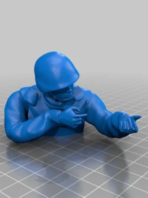 riffat-shaheen-3d-soldier-upper-aiming-without-gun 3D Printed Figurine | Soldier Upper Body Aiming Sculpture