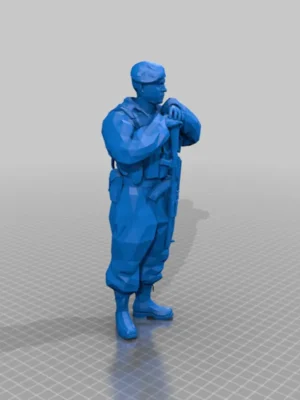 3D Printed Figurine | Soldier Standing with Rifle Sculpture