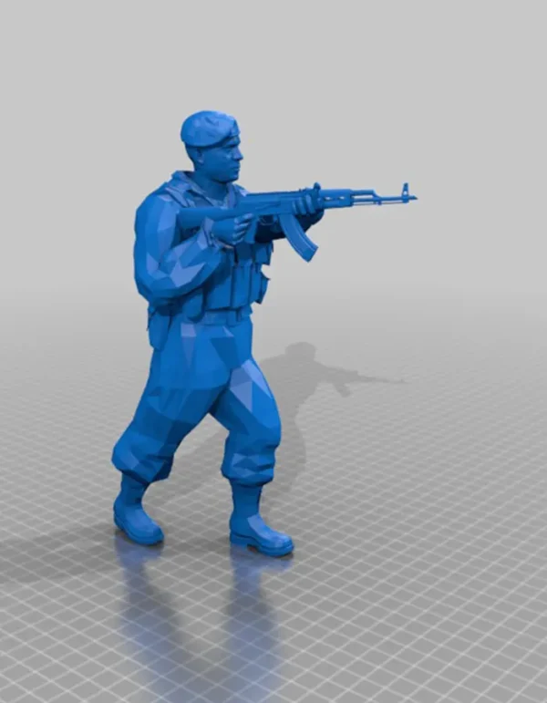 3D Printed Figurine | Soldier Advancing with Rifle Sculpture