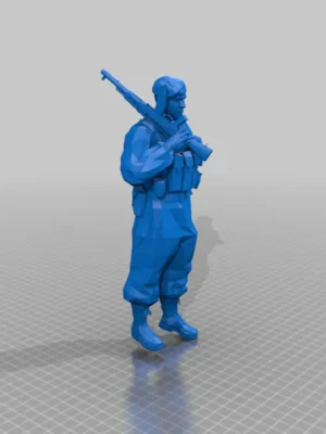 3D Printed Figurine | Soldier with Rifle on Shoulder Sculpture