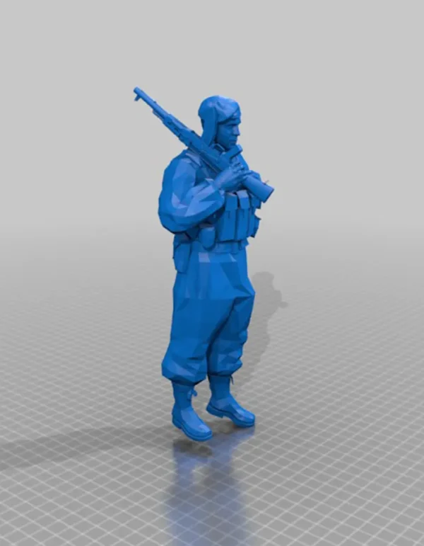 riffat-shaheen-3d-soldier-with-gun-on-shoulder 3D Printed Figurine | Soldier with Rifle on Shoulder Sculpture