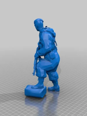 riffat-shaheen-3d-soldier-with-leaning-looking-back 3D Printed Figurine | Soldier Resting with Rifle Sculpture