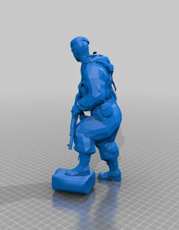 3D Printed Figurine | Soldier Resting with Rifle Sculpture
