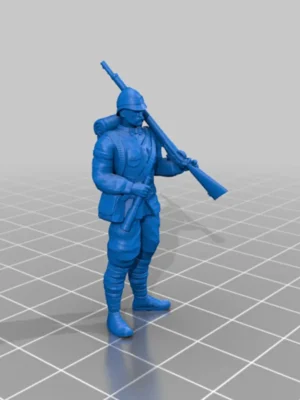 riffat-shaheen-3d-soldier-ww-1-standing 3D Printed Figurine | Historic Soldier with Rifle on Shoulder Sculpture