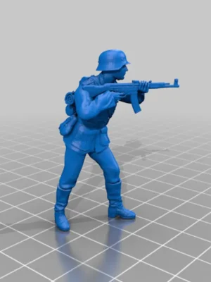 3D Printed Figurine | World War Soldier Aiming with Rifle Sculpture